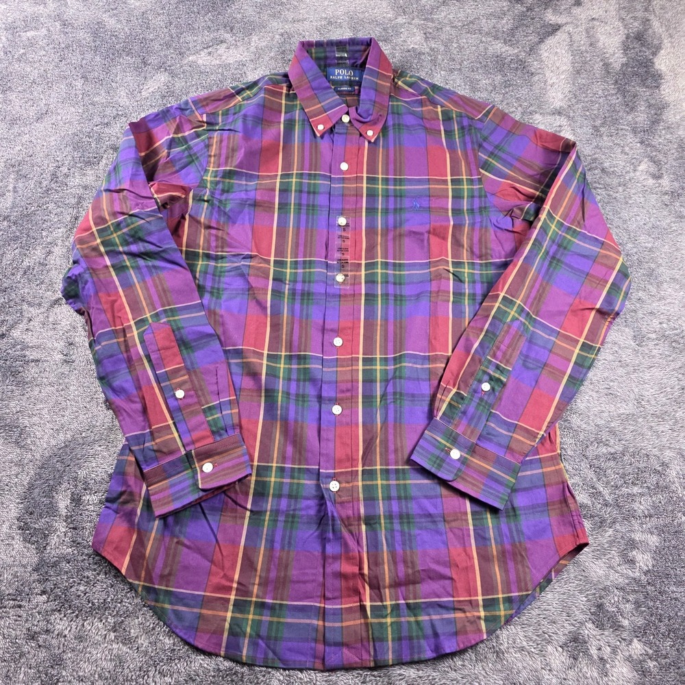 Polo Ralph Lauren Classic Fit Madras Plaid Shirt Mens S Twill Preppy